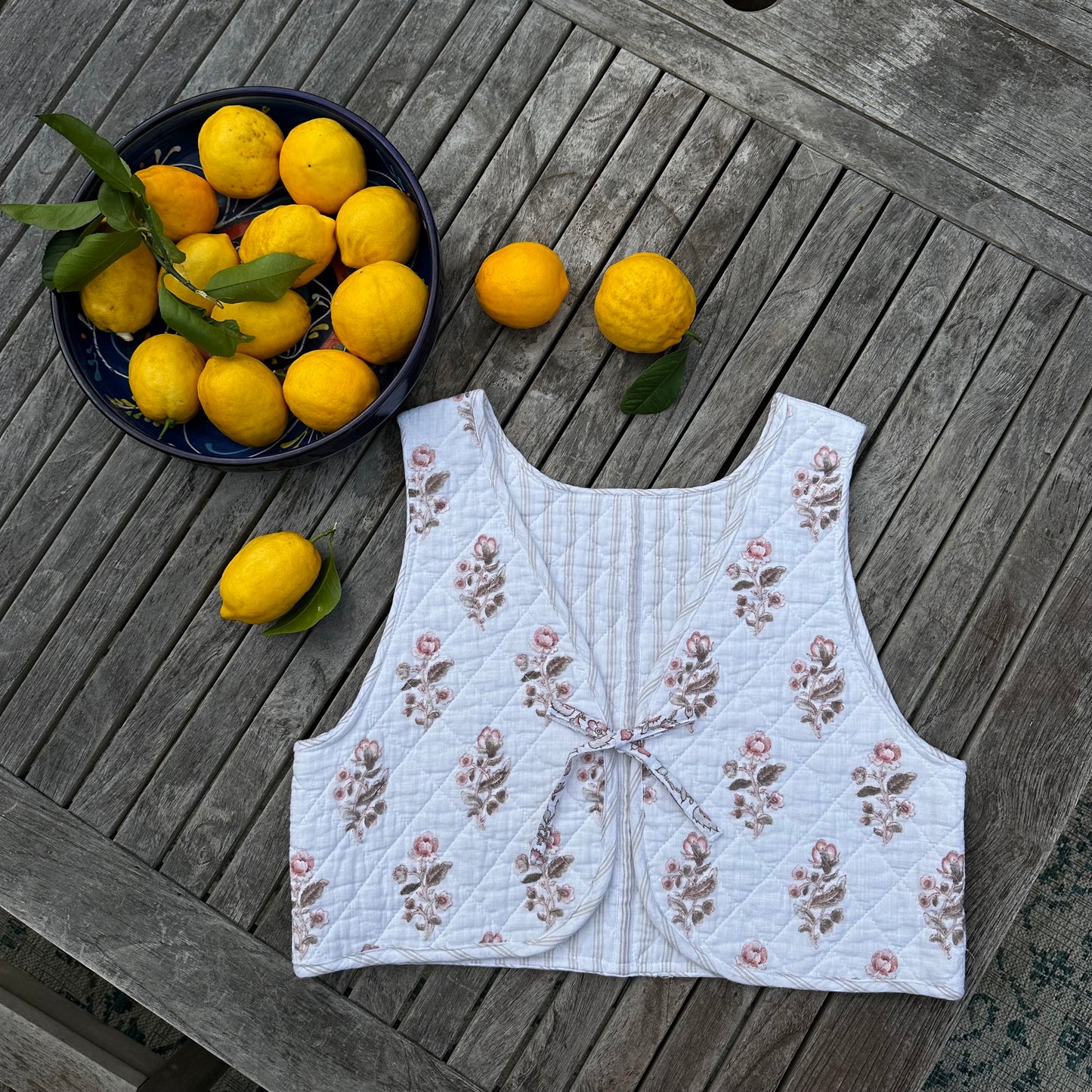 "Rose Garden" Crop Vest reversible